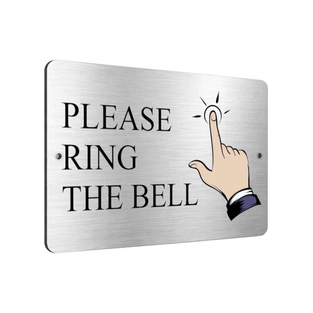 B143 PLEASE RING THE BELL Metal Aluminium Plaque Sign Door Gate House Office
