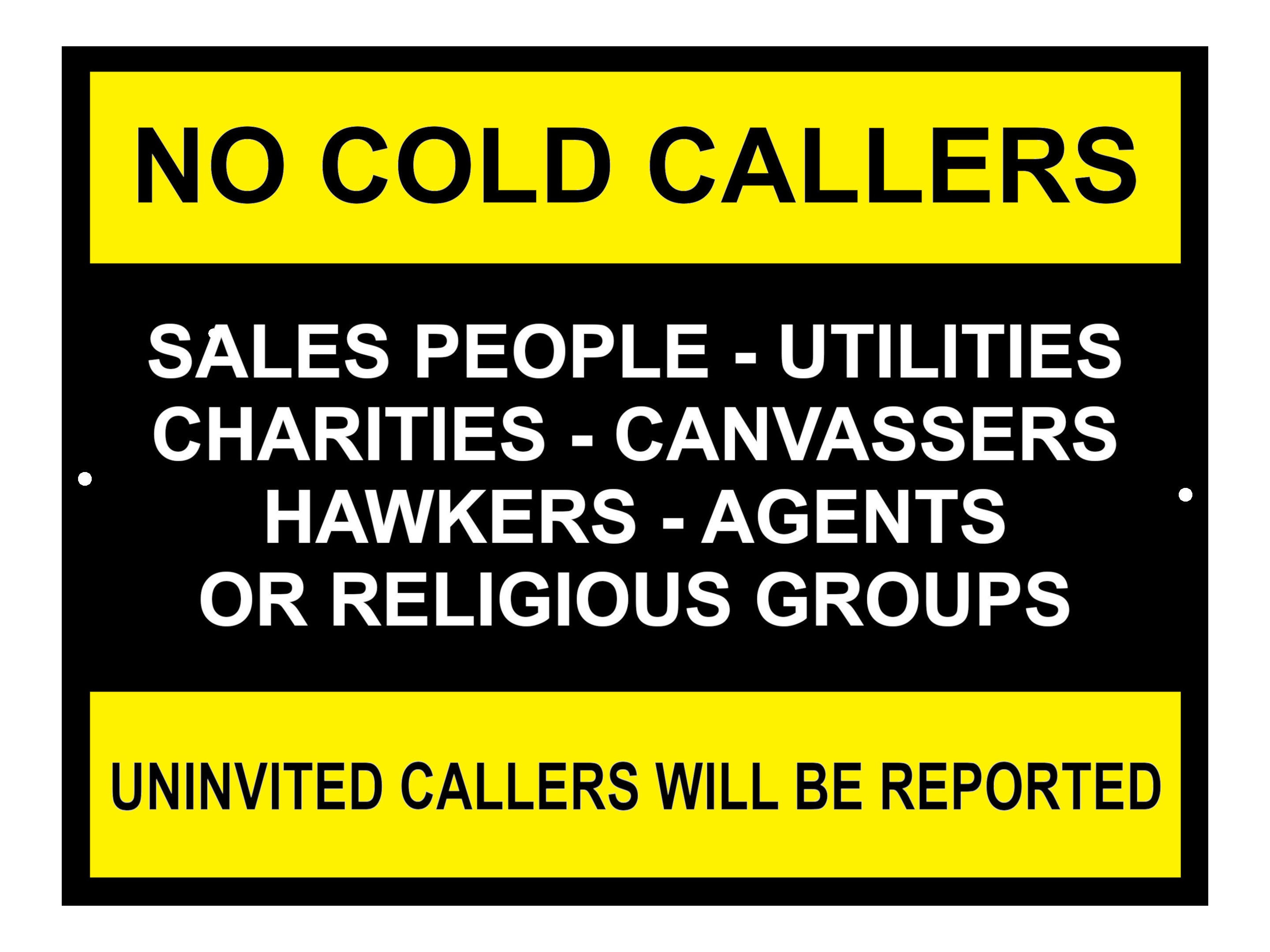 B008 No Cold Callers Charities Sales People Door Aluminium Composite Sign Plaque