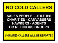 B008 No Cold Callers Charities Sales People Door Aluminium Composite Sign Plaque