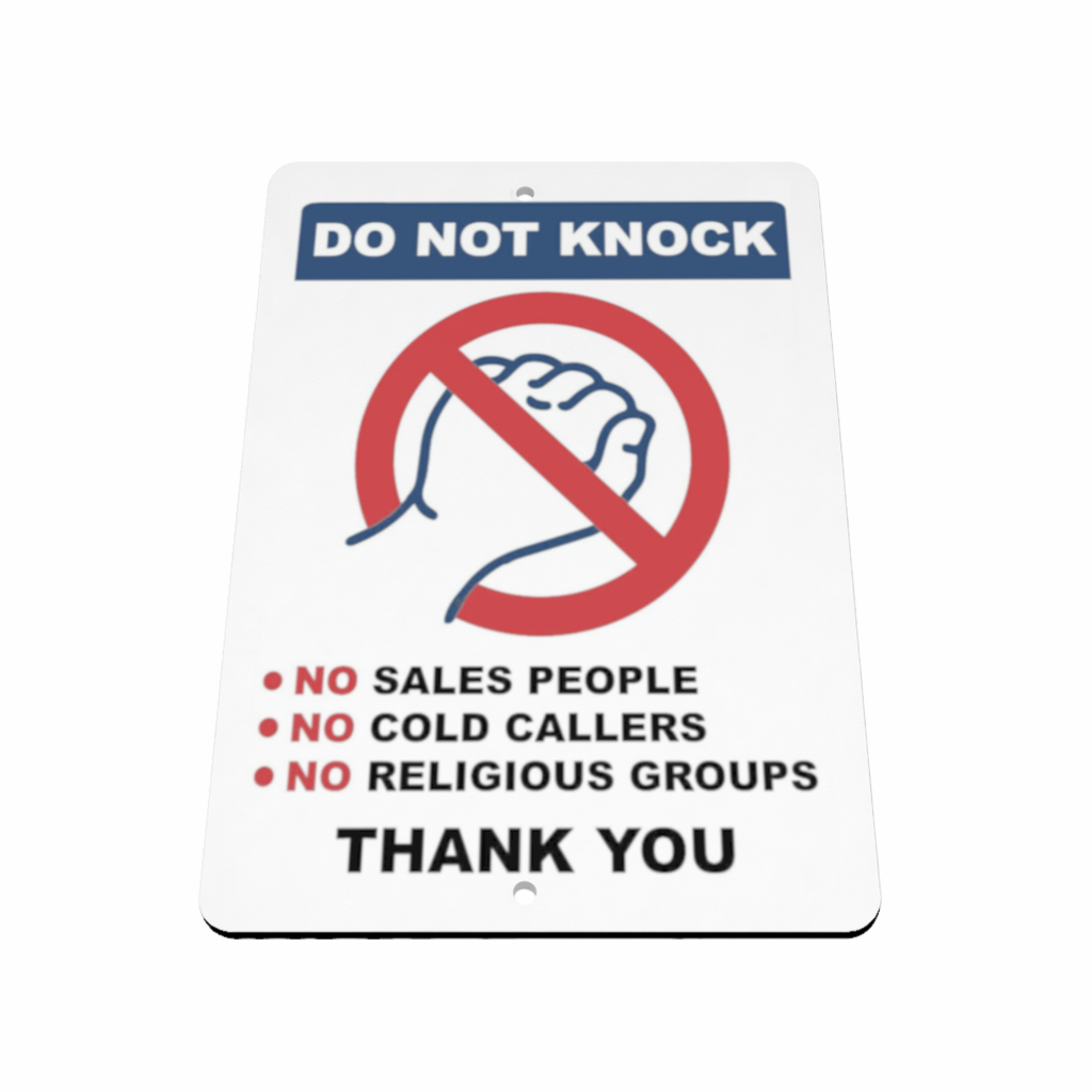 B115 DO NOT KNOCK COLD CALLERS Metal Aluminium Plaque Sign For Door House Office