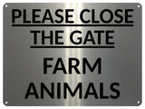 2412 PLEASE CLOSE THE GATE Farm Animals Door Gate Metal Aluminium Plaque Sign