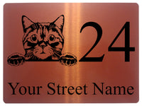 2261 Custom Personalised Address Cat Door Gate Metal Aluminium Sign Plaque