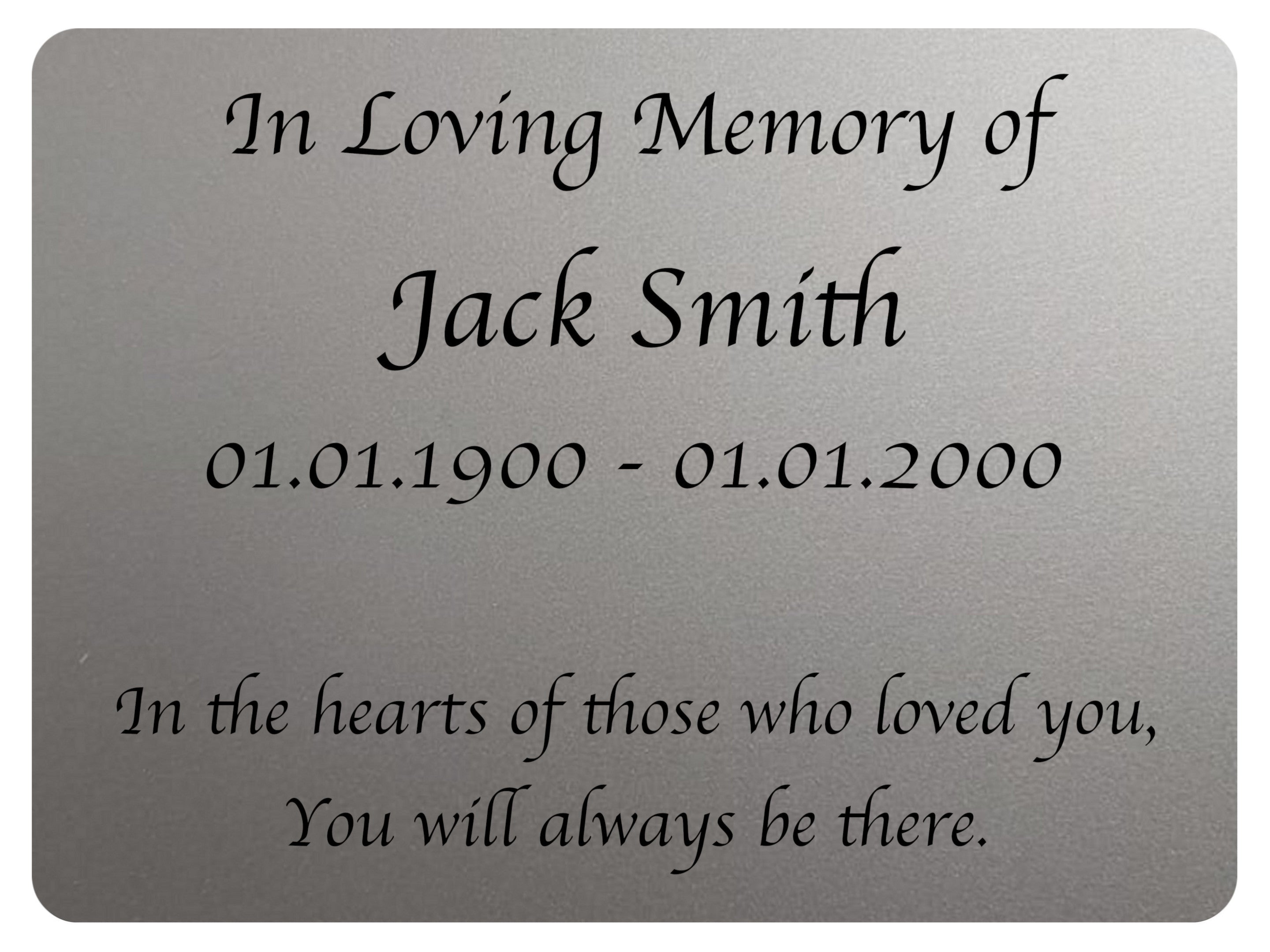 2291 Custom Personalised Memorial Funeral Grave Metal Aluminium Sign Plaque