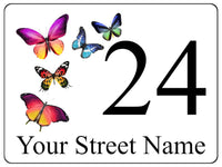 S006 Custom Personalised Address Butterflies Door Gate House Sticker Vinyl