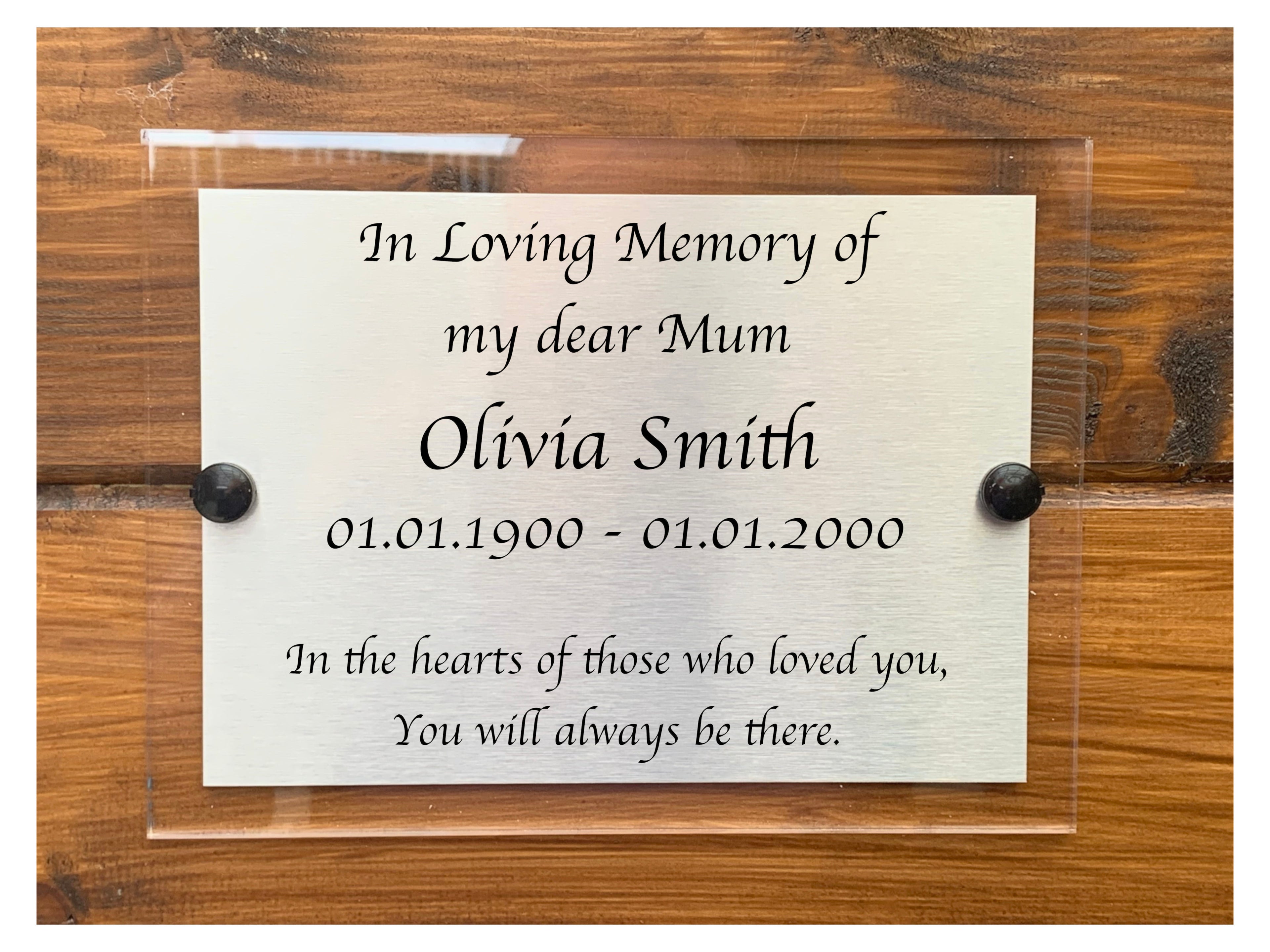 M022 Custom Personalised Memorial Funeral Grave Acrylic Aluminium Sign Plaque