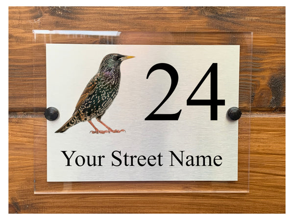 M085 Custom Personalised Bird Address Door  Metal Aluminium Acrylic Plaque Sign