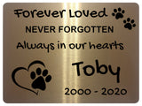 2300 Custom Personalised Memorial Pets Dog Cat Metal Aluminium Sign Plaque