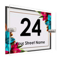 M099 Custom Personalised Flowers Address Door Acrylic Aluminium Sign Plaque