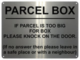 1MM UV412 PARCEL BOX Please Knock Leave In a Safe Place Aluminium Composite Plaque Sign