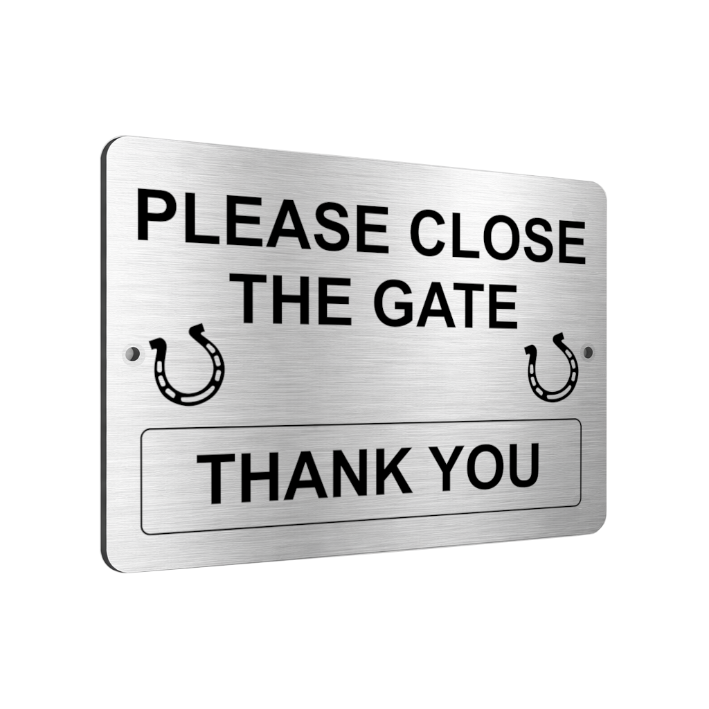 B058 PLEASE CLOSE THE GATE Horse Stable Metal Aluminium Metal Plaque Sign