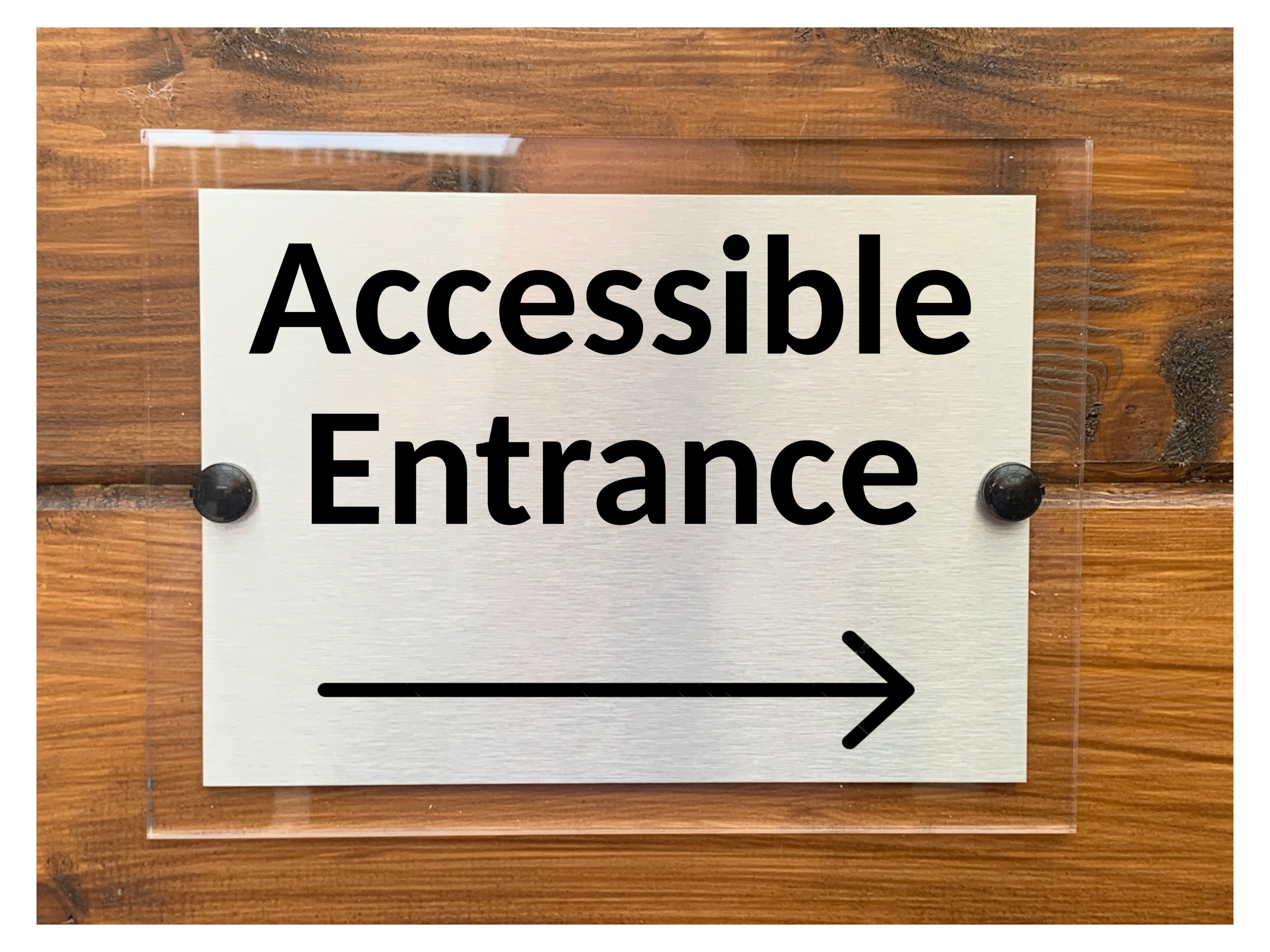 M087 ACCESSIBLE ENTRANCE Arrow Direction Right Aluminium Acrylic Plaque Sign