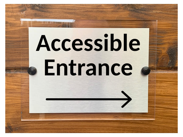 M087 ACCESSIBLE ENTRANCE Arrow Direction Right Aluminium Acrylic Plaque Sign