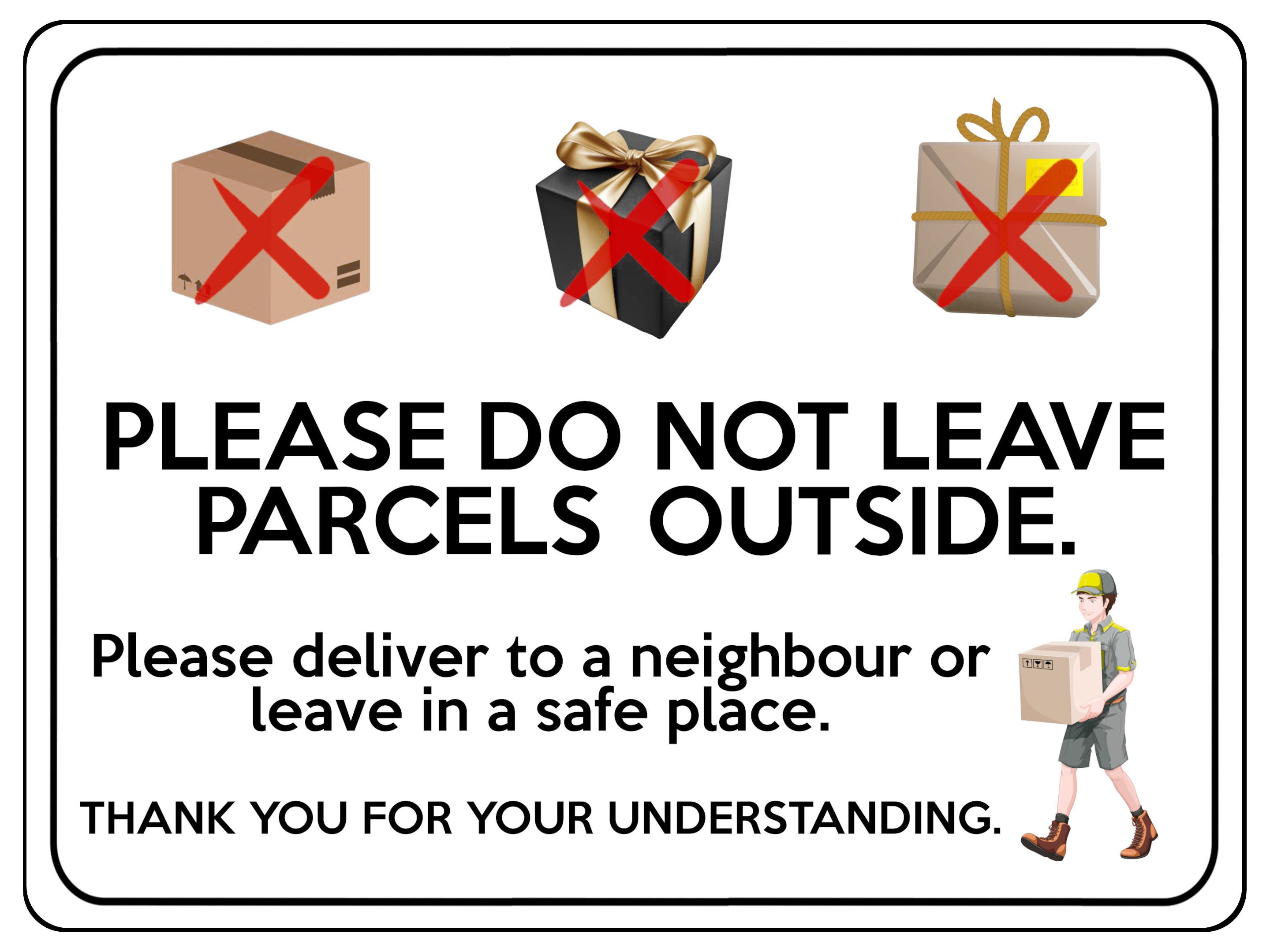 2329 Do Not Leave Parcels Outside Safe Place Door Metal Aluminium Plaque Sign