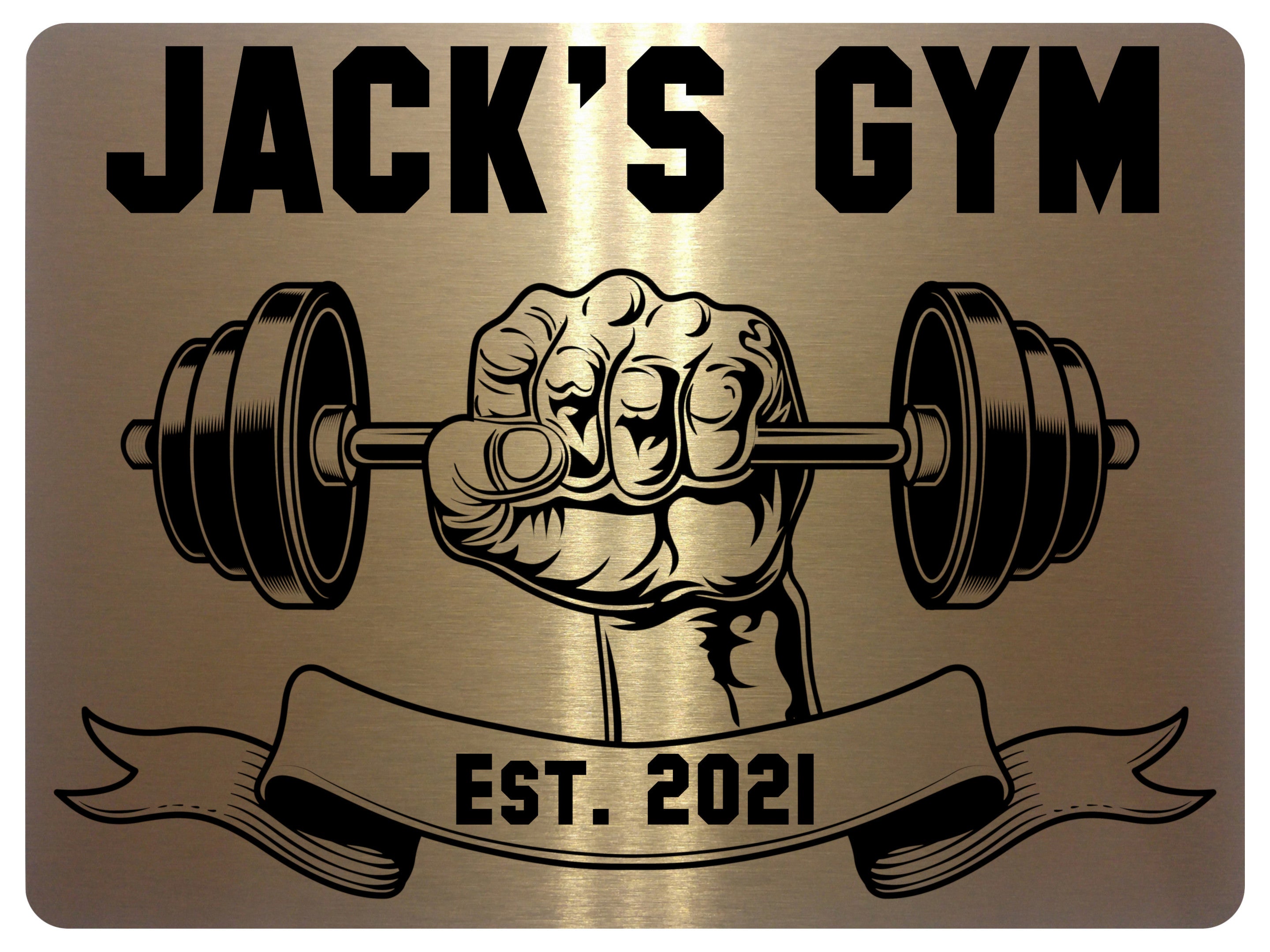UV136 Custom Personalised Gym Name Fitness Metal Aluminium Plaque Sign A4 Size