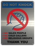 UV127 DO NOT KNOCK COLD CALLERS Metal Aluminium Plaque Sign For Door A4 Size