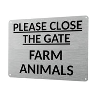 1MM 2413 PLEASE CLOSE THE GATE Farm Animals Door Metal Aluminium Metal Plaque