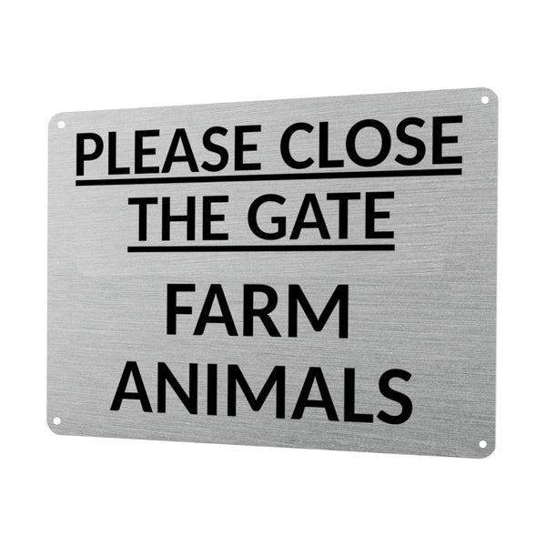 1MM 2413 PLEASE CLOSE THE GATE Farm Animals Door Metal Aluminium Metal Plaque