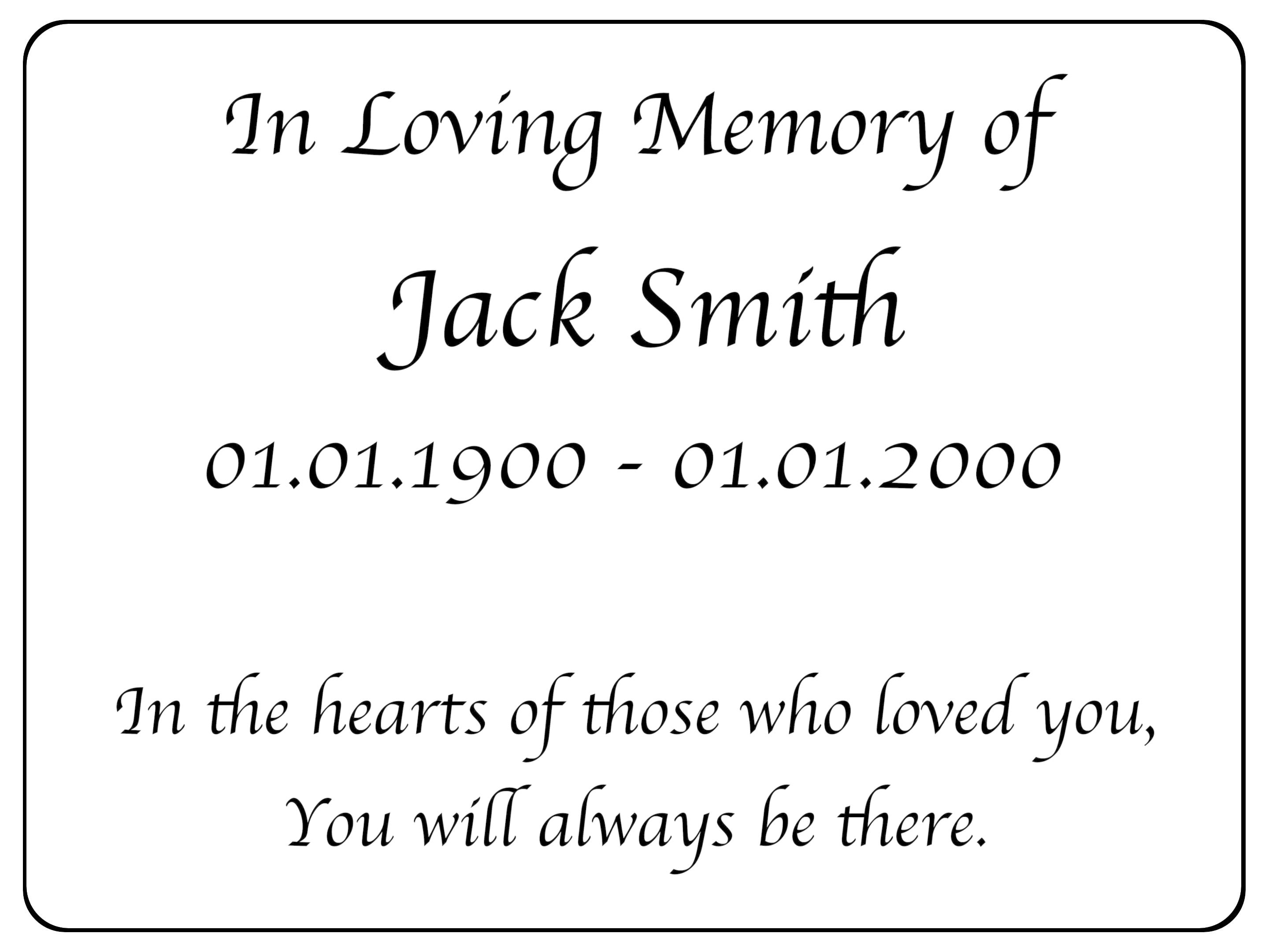 2291 Custom Personalised Memorial Funeral Grave Metal Aluminium Sign Plaque