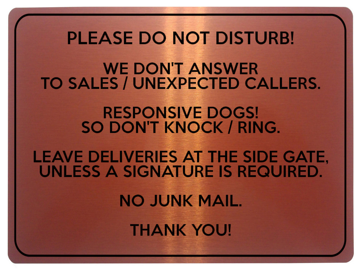 2318 Please do not Disturb NO JUNK MAIL Door Gate Metal Aluminium Plaque Sign