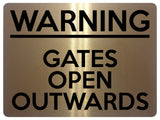 UV387 WARNING GATES OPEN OUTWARDS Safety Metal Aluminium Plaque Sign A4 Size