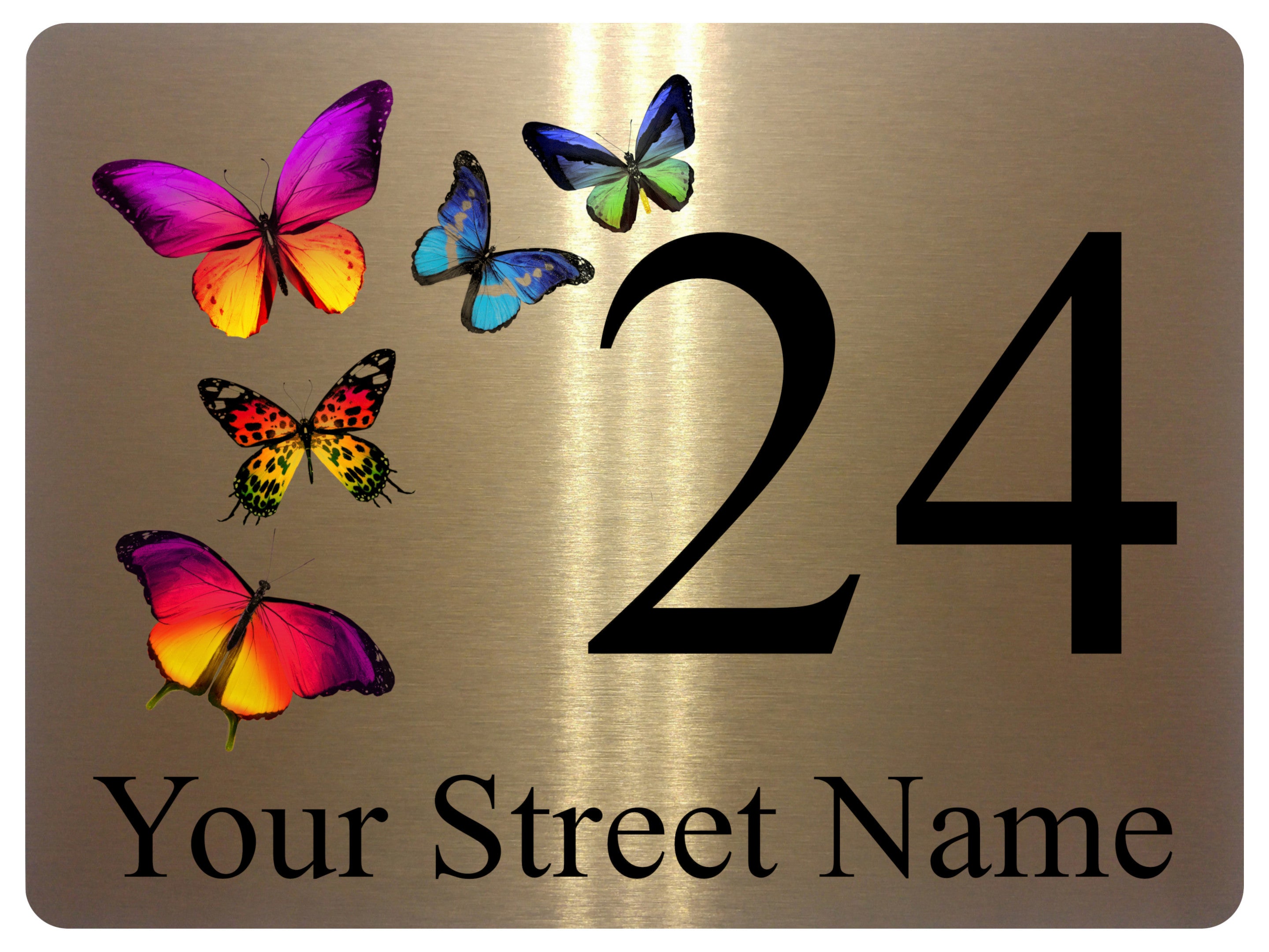 2210 Custom Personalised Address Butterflies Door Metal Aluminium Sign Plaque