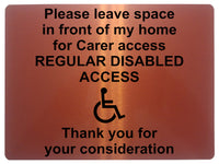 2215 Please leave space in front of my home Disabled Metal Aluminium Plaque Sign