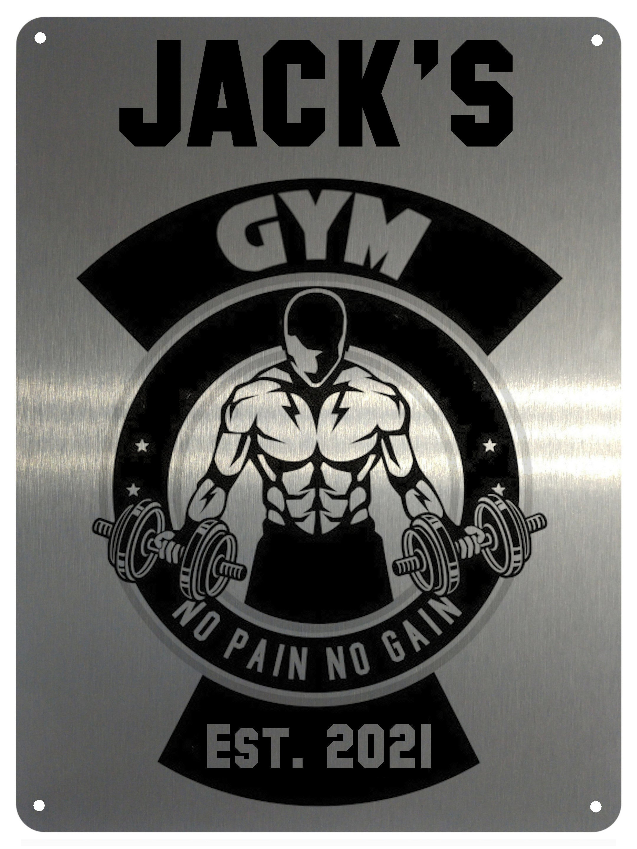 UV087 Custom Personalised Gym Fitness Door Wall Metal Aluminium Plaque Sign A4