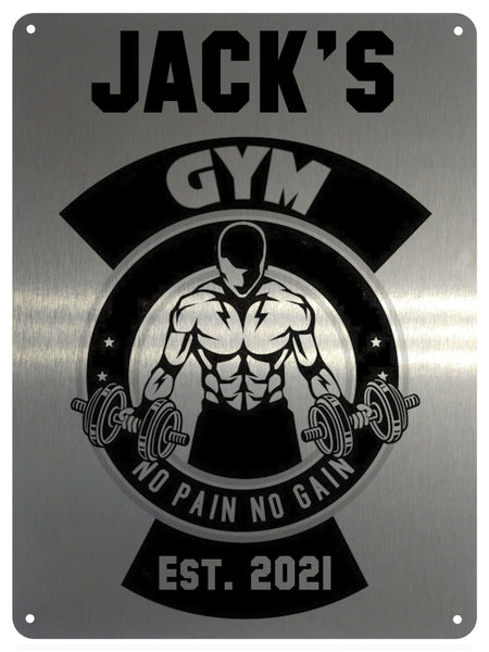 UV087 Custom Personalised Gym Fitness Door Wall Metal Aluminium Plaque Sign A4