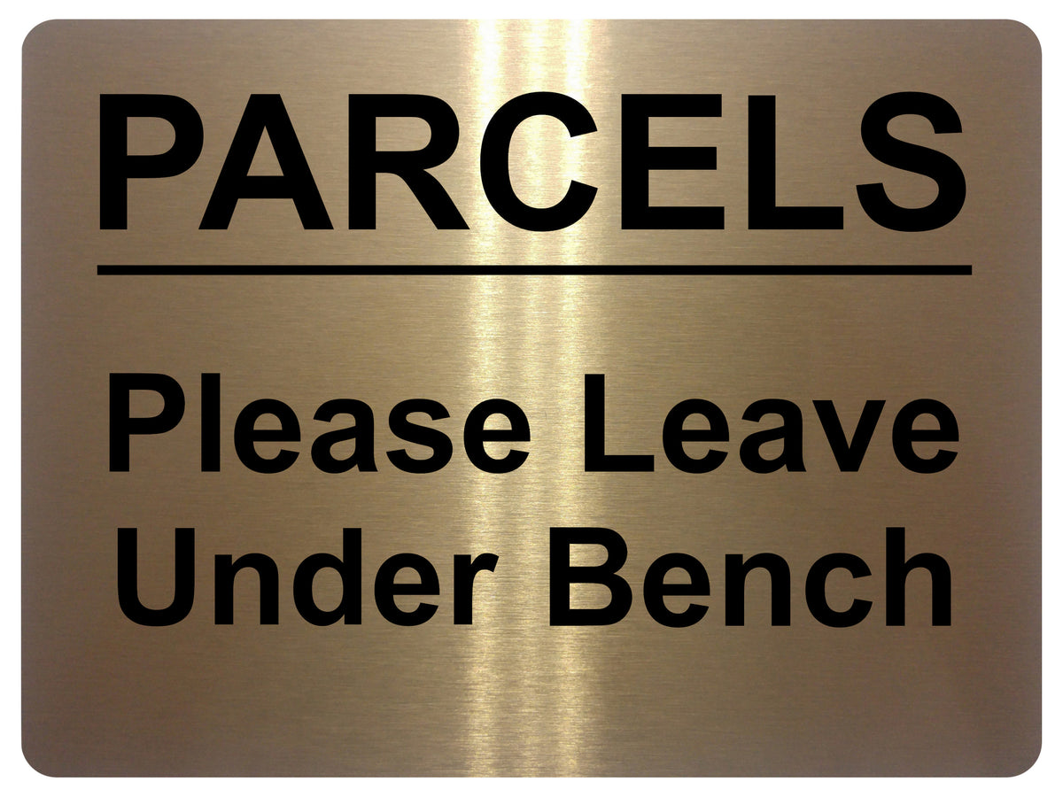 1912 PARCELS Please Leave Under Bench Door Letters Metal Aluminium Plaque Sign