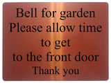 1910 Bell for garden Please allow time to front door Metal Aluminium Plaque Sign