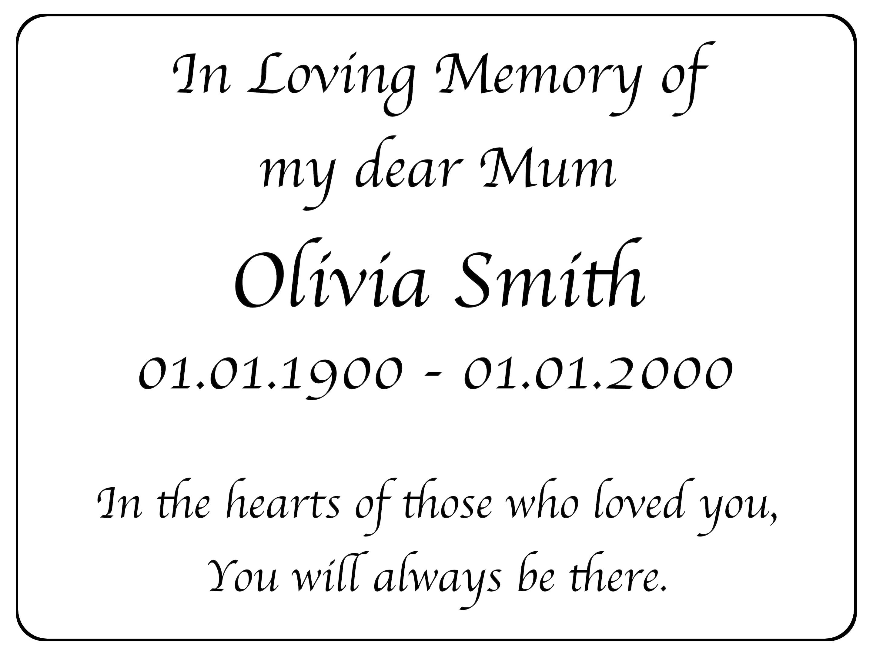 2295 Custom Personalised Memorial Funeral Grave Metal Aluminium Sign Plaque