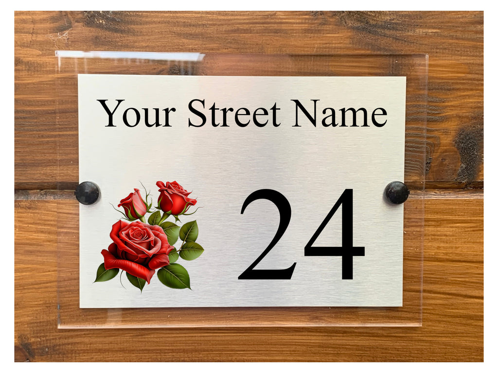 M027 Custom Personalised Modern Address Door Gate Acrylic Aluminium Sign Plaque
