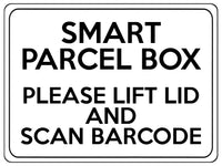 2234 Smart Parcel Box Lift Lid And Scan Barcode Metal Aluminium Plaque Sign