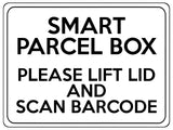 2234 Smart Parcel Box Lift Lid And Scan Barcode Metal Aluminium Plaque Sign