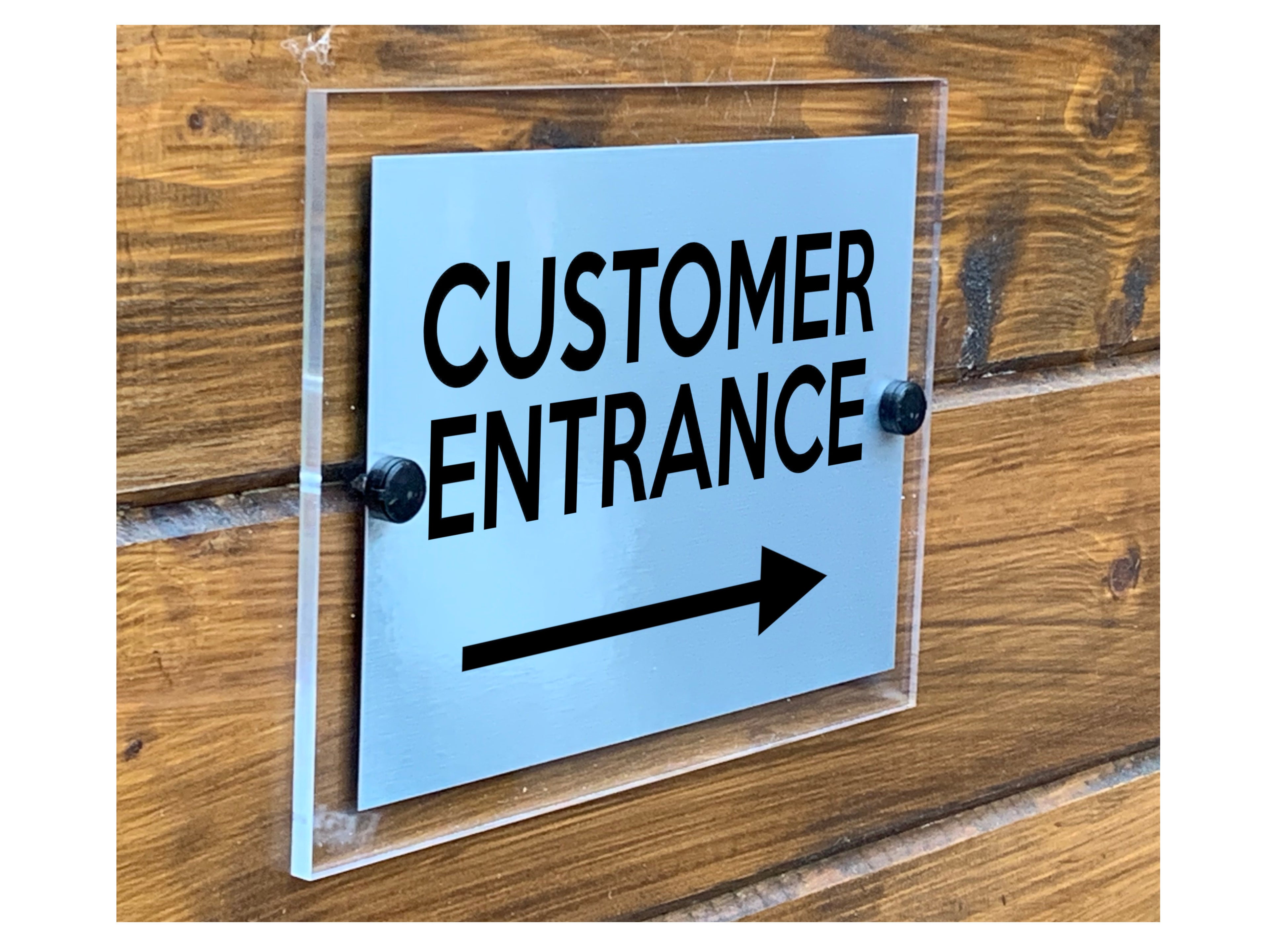 M030 Customer Entrance Right Door Wall Shop Acrylic Metal Aluminium Sign Plaque