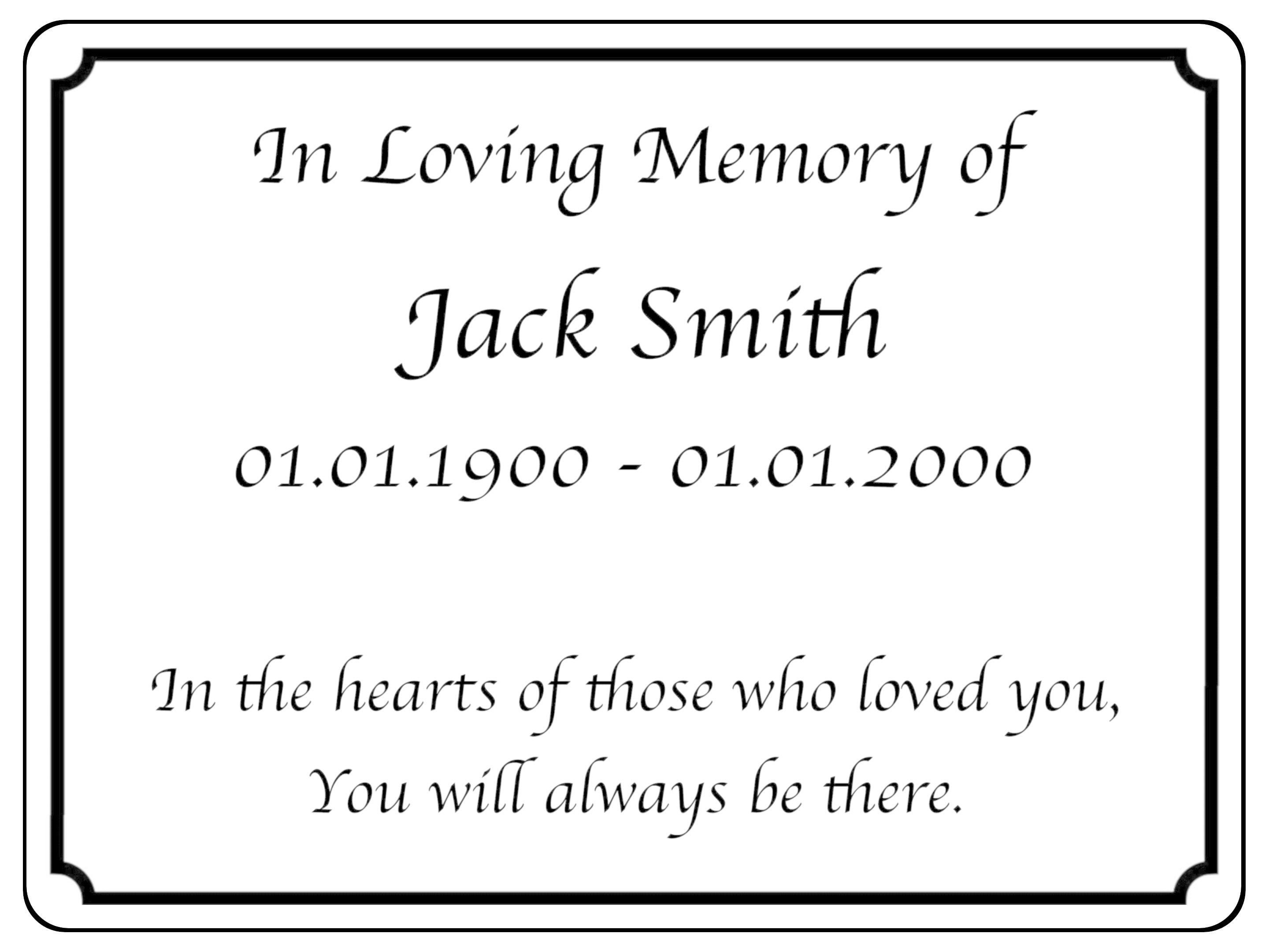 2292 Custom Personalised Memorial Funeral Grave Metal Aluminium Sign Plaque