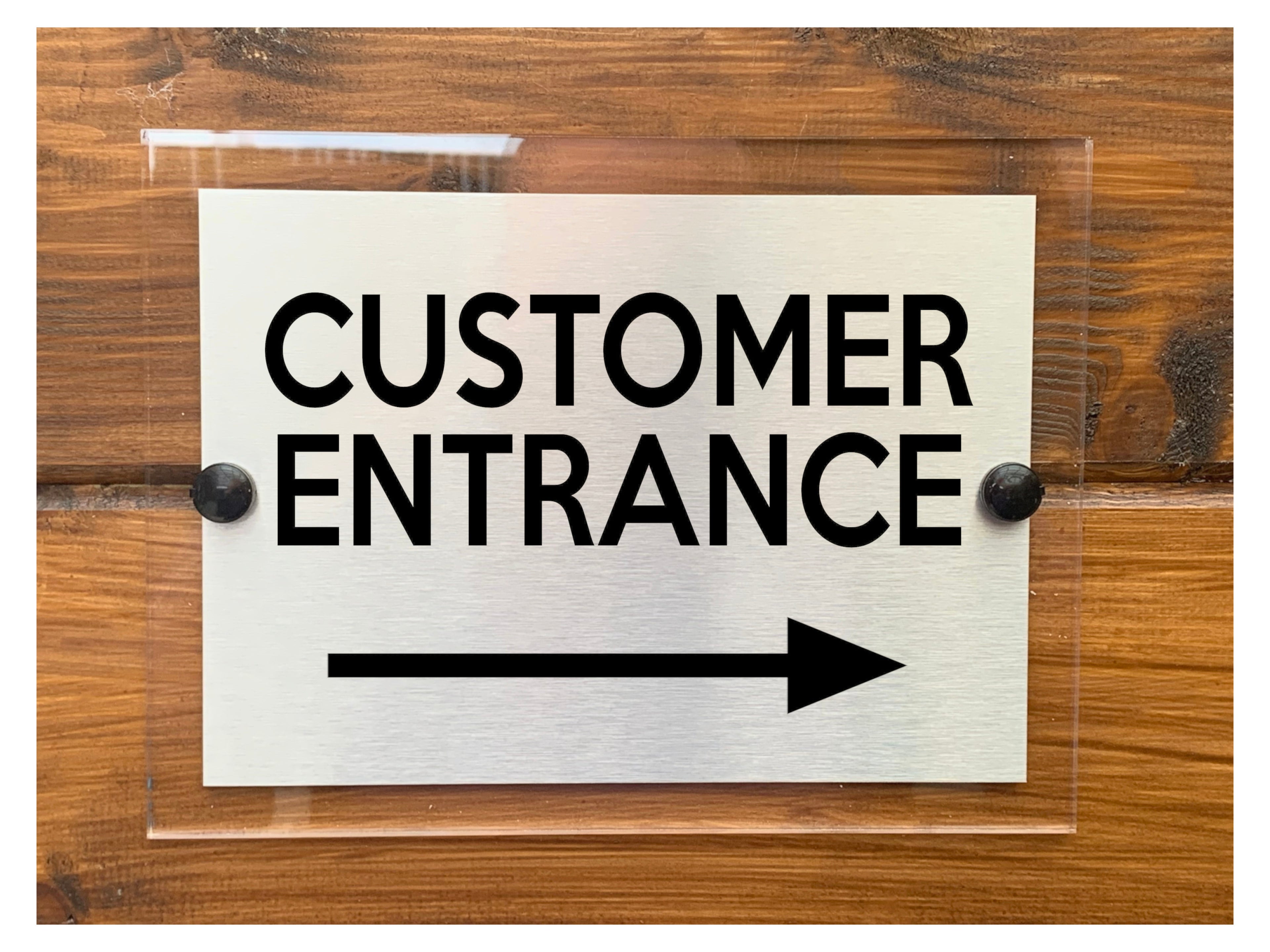 M030 Customer Entrance Right Door Wall Shop Acrylic Metal Aluminium Sign Plaque