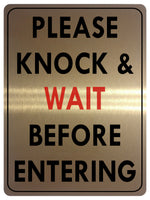 UV126 KNOCK & WAIT BEFORE ENTERING metal Aluminium Plaque Sign Door A4 Size