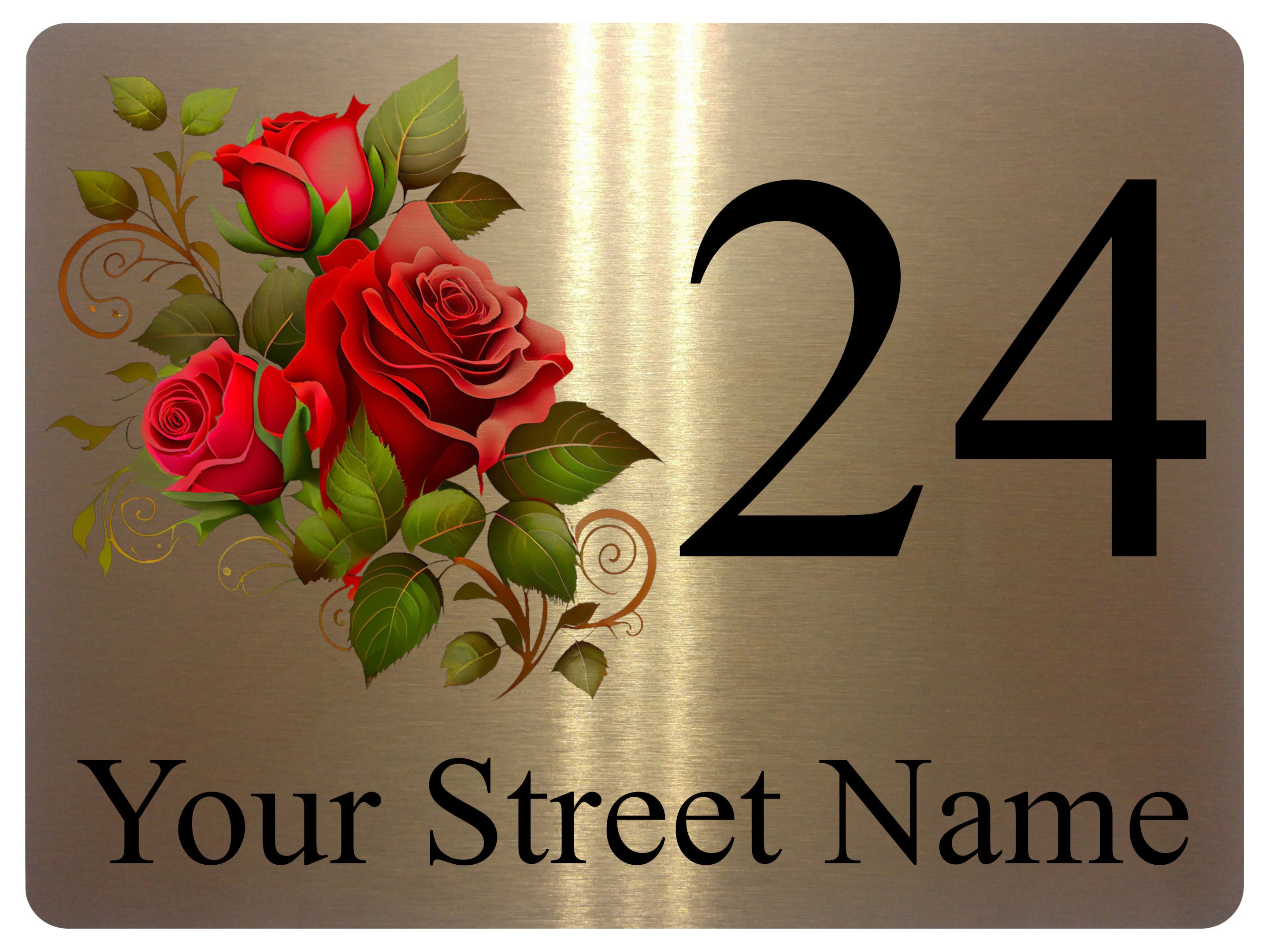 2267 Custom Personalised Address Rose Door Gate Metal Aluminium Sign Plaque