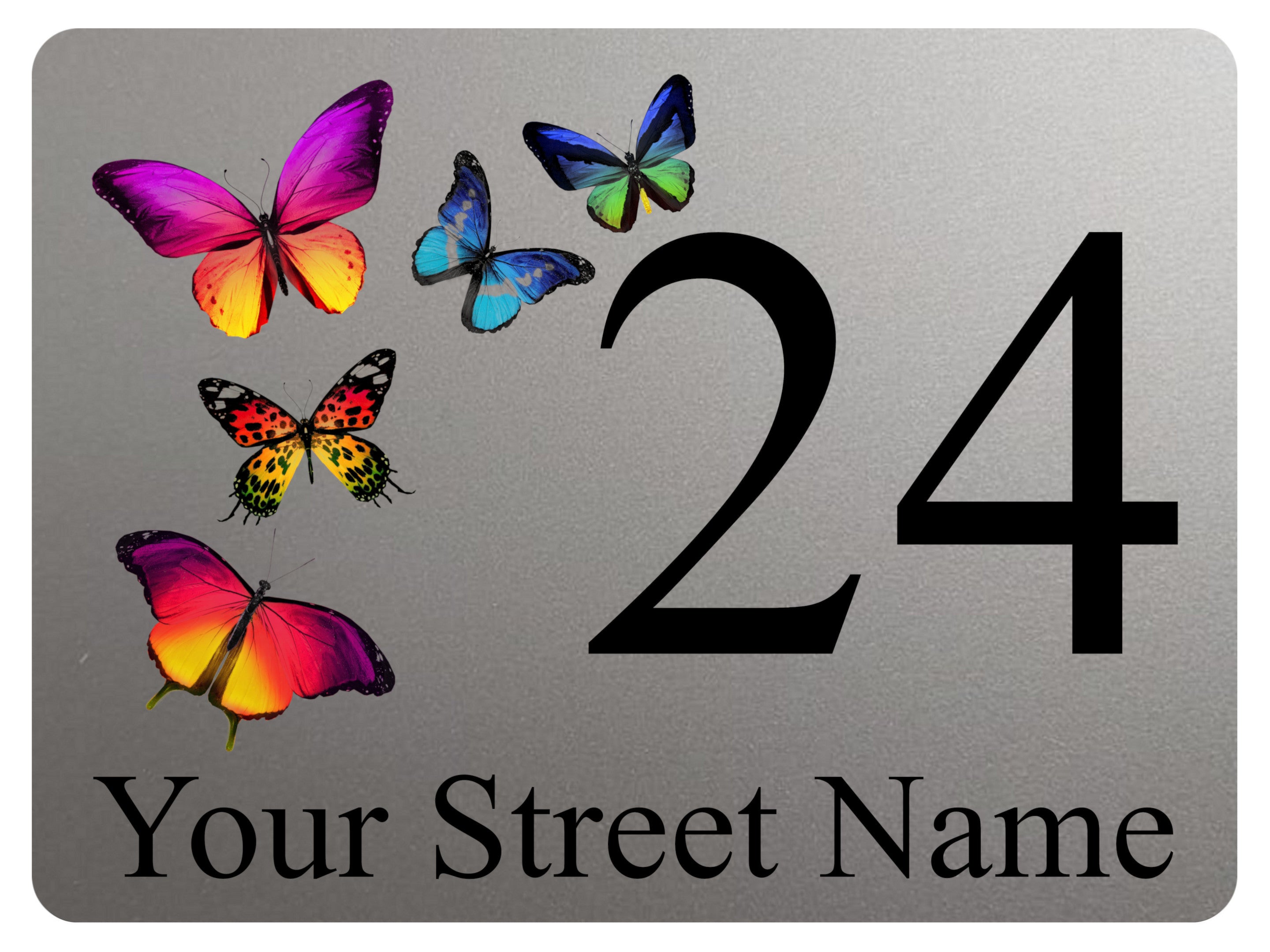2210 Custom Personalised Address Butterflies Door Metal Aluminium Sign Plaque
