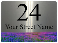 2344 Custom Personalised Address Metal Aluminium Sign Plaque Heather Flower Door