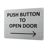 1MM 2421 Push Button To Open Door Arrow Right Metal Aluminium Metal Plaque