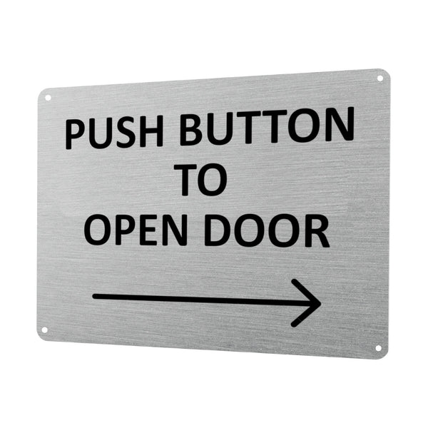 1MM 2421 Push Button To Open Door Arrow Right Metal Aluminium Metal Plaque
