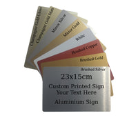 Customise Sign Here Brushed Gold Aluminium Plaque