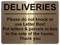 2168 DELIVERIES Please do not knock or use letter box Metal Aluminium Plaque Sign