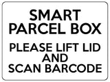 2233 Smart Parcel Box Lift Lid And Scan Barcode Metal Aluminium Plaque Sign