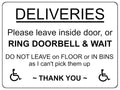 S022 DELIVERIES Please leave inside door Ring Bell Sticker Vinyl