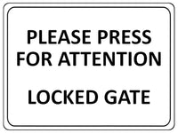 2283 Please Press For Attention Locked Gate Metal Aluminium Plaque Sign