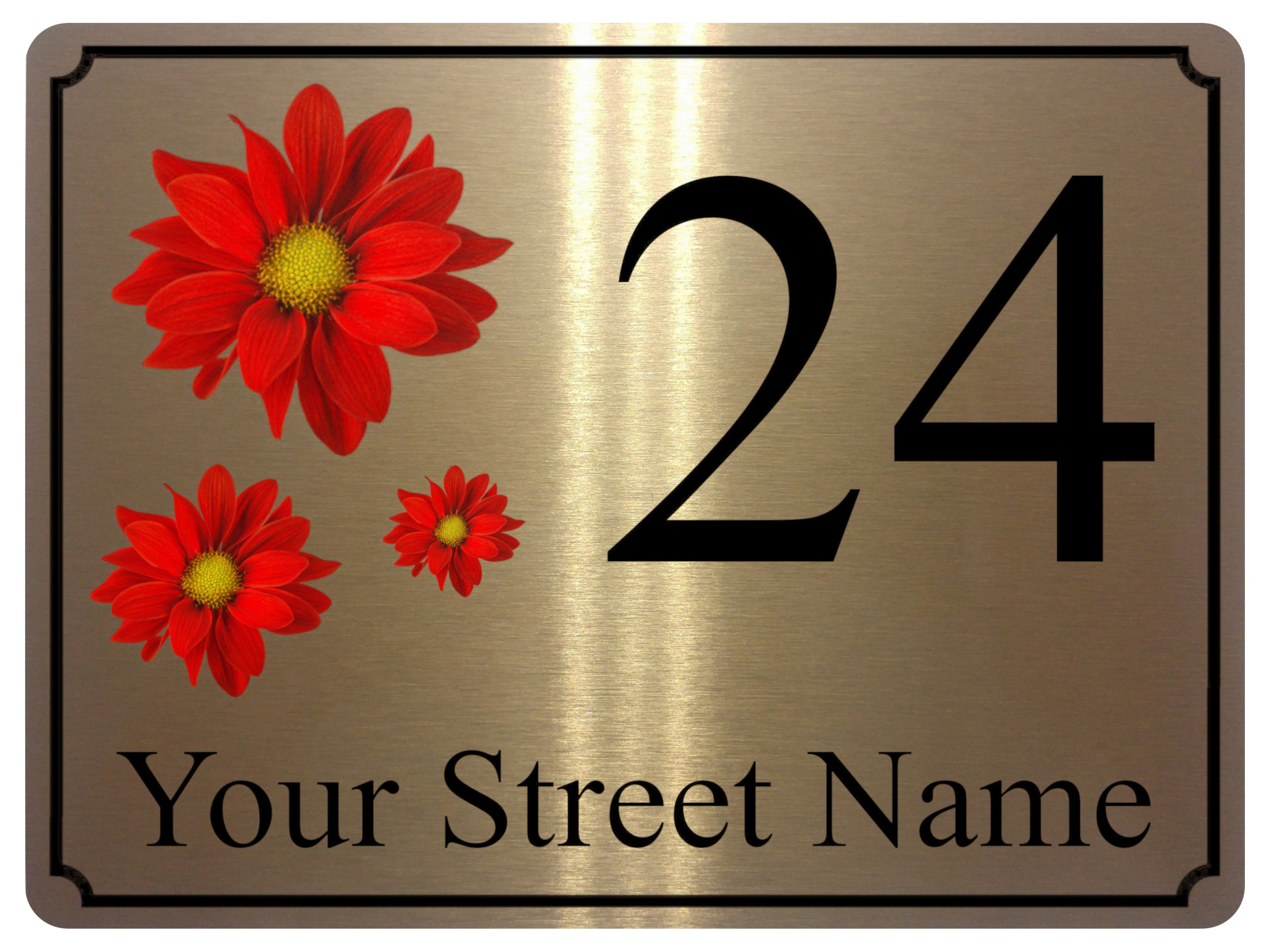2260 Custom Personalised Address Flowers Door Gate Metal Aluminium Sign Plaque