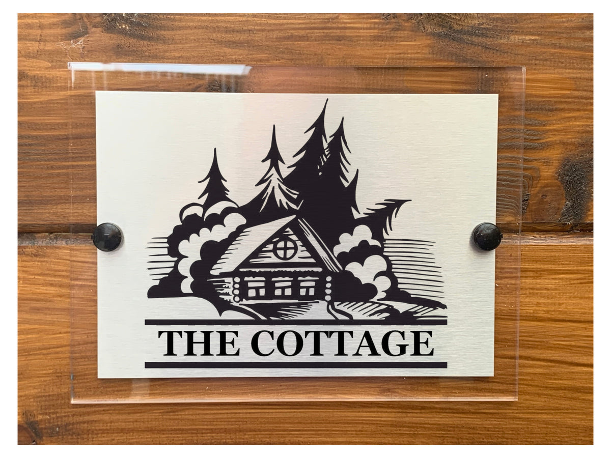 M034 The Cottage Door Gate Farm House Modern Acrylic Aluminium Sign Plaque
